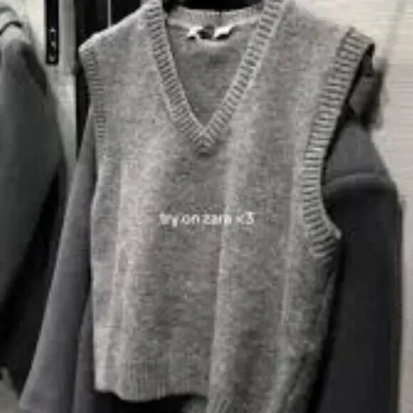 NWT ZARA SOFT KNIT VEST GRAY MARL - Picture 9 of 9